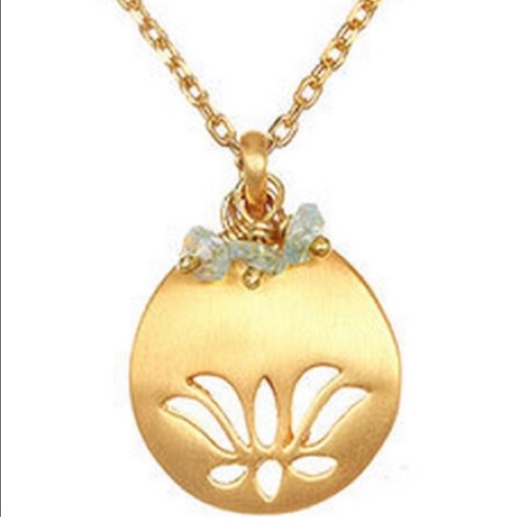 Satya Genuine Semi Precious Birthstone Lotus Pendant Necklace-Boutique - Picture 12 of 16